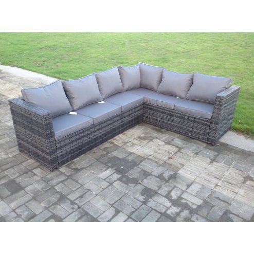 Fimous Rattan Corner Sofa Set Garden Furniture With Coffee Tall Table And Side Table