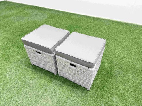 Fimous 7 Seater PE Rattan Wicker Garden Furniture Patio Conservatory Sofa Set with Oblong Coffee Table 3 Seater Sofa Love Sofa 2 Stools 2 Side Table