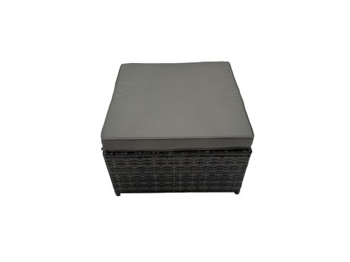 Fimous Wicker PE Rattan Garden Outdoor Furniture Set Love Sofa Square Coffee Table Set with 3 Stools Dark Grey Mixed