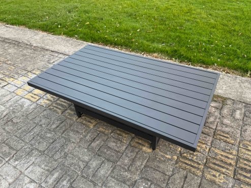 Fimous Aluminium Garden Furniture Sets 9 Seater Outdoor Sofa Set with Adjustable Rising Lifting Dining Table 2 Chairs 4 Footstools 2 Side Tables