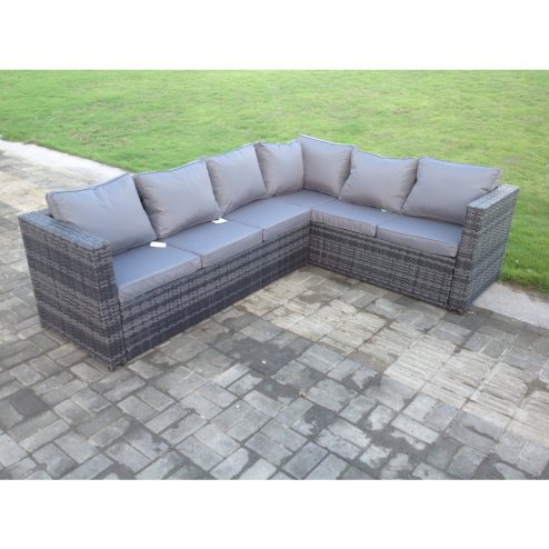 Fimous Rattan Corner Sofa Set Garden Furniture With 2 Chairs Coffee Table And Side Table