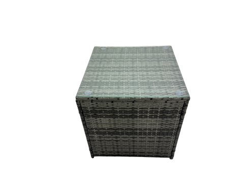 Fimous 4 Seater Wicker PE Rattan Furniture Outdoor Dining Table Double Seat Sofa 2 Side Table Set Dark Grey Mixed