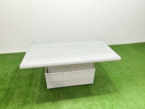 Fimous Outdoor Rattan Garden Furniture Set Patio 6 Chairs Plus Height adjustable dining table Sets Light Grey Mixed