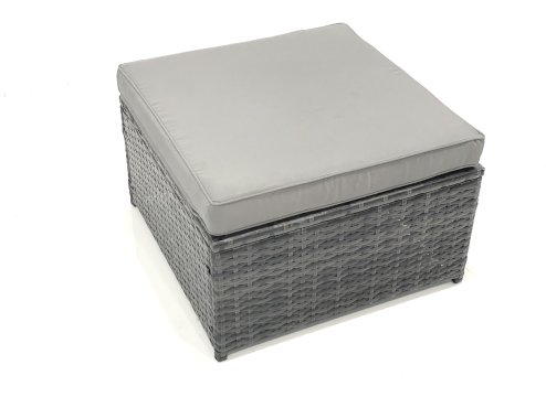 Fimous Outdoor Garden Furniture Set 6 Pieces Rattan Sofa Set with Coffee Table 2 Big Footstools Dark Grey Mixed