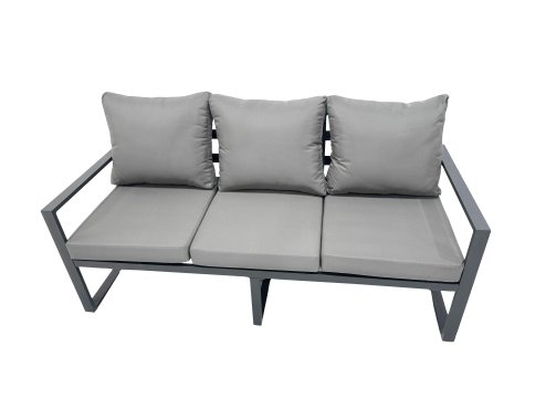Fimous Outdoor Garden Furniture Set Aluminium Lounge Sofa Square Coffee Table Sets with 4 Stools Dark Grey