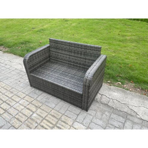 Fimous Patio Garden Furniture Sets Wicker Outdoor Rattan Furniture Sofa Sets with Rectangular Coffee Table Love seat Sofa 2 Small Footstools