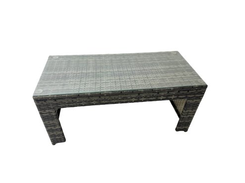 Fimous 12 Seat Poly Rattan Outdoor Patio Oblong Coffee Table Corner Sofa Set with 4 Stools Chair for Garden Backyard Dark Grey Mixed