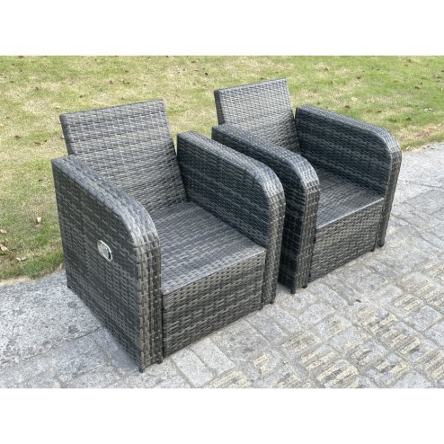 Fimous PE Rattan Garden Furniture Set Adjustable Chair Sofa Double Love Seat 2 Seater Sofa Square Coffee Table