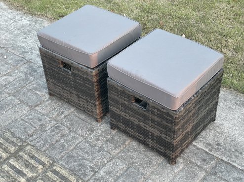 Fimous 9 Seater High Back Outdoor Garden Furniture Set Rattan Corner Sofa Set With Rectangular Coffee Table 3 Footstools Dark Grey Mixed