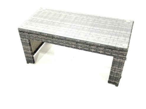 Fimous Rattan Garden Furniture Sofa Set with Coffee table Armchair 3 Footstools Dark Grey Mixed