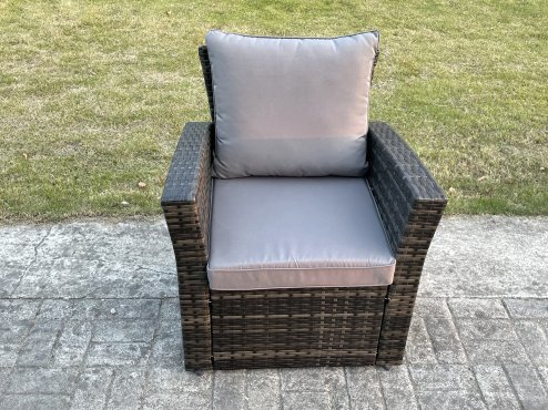 Fimous Rattan Garden Furniture Set Outdoor Lounge Corner Sofa Set With Square Coffee Table 2 Small Footstools Armchair 10 Seater Dark Grey Mixed