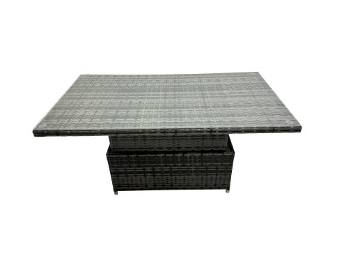 Fimous Outdoor Love Sofa Set 10 Seat Rattan Garden Furniture Set with Adjustable Lifting Dining or Coffee Table Dark Grey Mixed