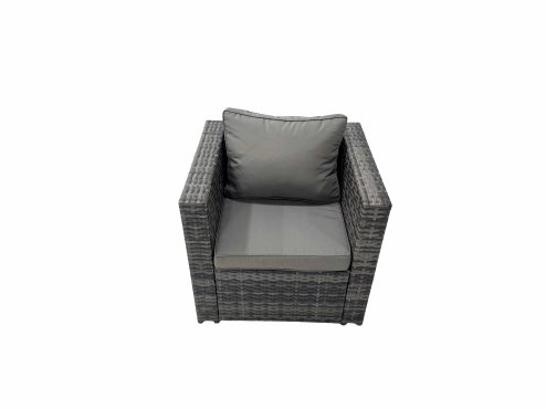 Fimous Rattan garden furniture Patio Furniture Sets with Dining Table Chair Dark Grey Mixed