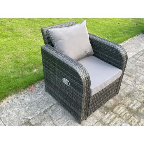 Fimous Lounge Rattan Sofa Set Outdoor Garden Furniture Oblong Rectangular Dining Table With Chairs 2 Side Tables Dark Grey Mixed