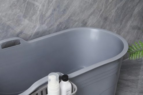 Fimous Bathtub Adults Freestanding Bath for Hot Bath and Ice Bath for Small Bathroom Grey