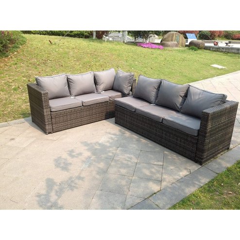 Fimous 8 Seater Corner Rattan Sofa Set Coffee Table Chair Garden Furniture Outdoor