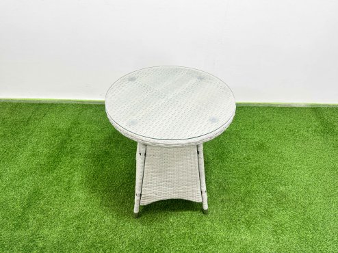 Fimous Wicker PE Rattan Garden Furniture Set Patio Outdoor 2 Chairs Plus Small Round Table Set Light Grey Mixed