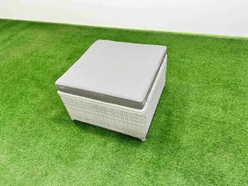 Fimous Rattan Garden Furniture Dining Set 8-seater Patio Rectangular Table Sofa Set with Side Table 2 Big Stools Light Grey