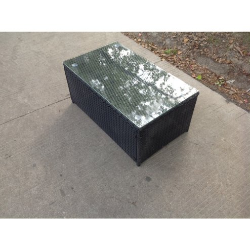 Fimous Rattan Oblong Coffee Table Outdoor Garden Furniture Patio Furniture Black