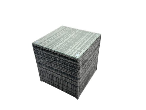 Fimous Outdoor Rattan Garden Furniture Set 9 Seater Patio Lounge Sofa Set with Square Coffee Table 2 Side Table 3 Footstools Dark Grey Mixed