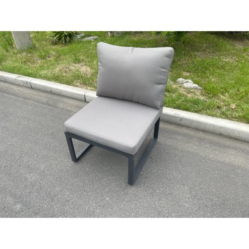 Fimous Aluminum Outdoor Garden Furniture Armless Sofa Chair With Seat And Back Cushion Dark Grey