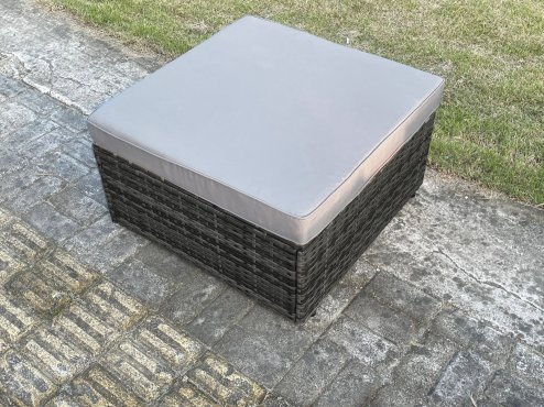 Fimous 8 Seater High Back Outdoor Garden Furniture Set Rattan Corner Sofa Set With Rectangular Coffee Table 2 Big Footstool Dark Grey Mixed