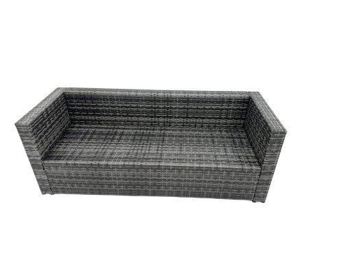 Fimous Rattan Dining Table Sofa Set with Armchair 2 Side Tables Outdoor 8 Seat Garden Furniture Set Dark Grey Mixed