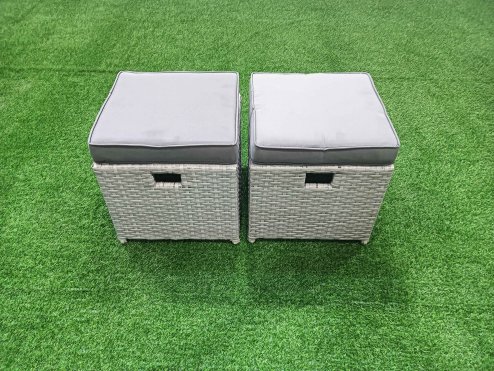 Fimous Rattan Garden Outdoor Furniture Set 9 Seater Rattan Garden Sofa Set with 3 Footstools Light Grey Mixed