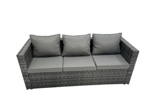Fimous Outdoor Dining Table Sofa Armchair Set with 2 Side Tables Garden Furniture Set Dark Grey Mixed