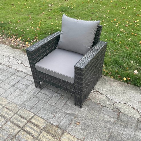 Fimous High Back Rattan Outdoor Garden Furniture Single Sofa Arm Chair Patio Furniture With Thick Seat And Back Cushion