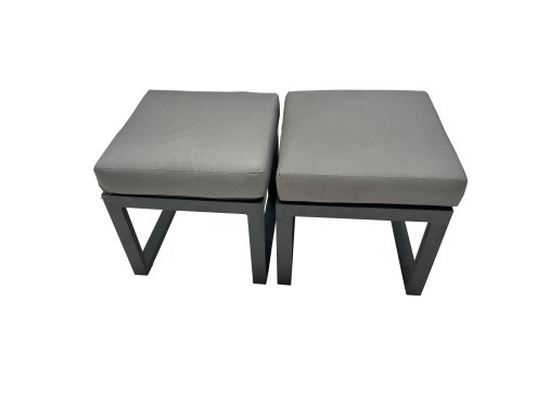 Fimous 2 Pcs Aluminium Outdoor Garden Footstool Patio Small Stool for Balcony, Terrace,Swimming Pool Dark Grey
