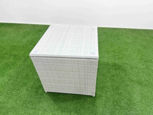 Fimous 10 Seat Outdoor PE Rattan Garden Furniture with Cushions 3 Seater Sofa Side Table Big Stool Light Grey