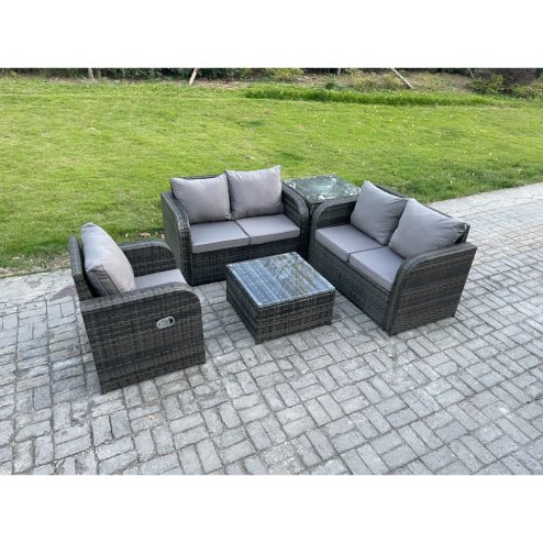 Fimous 5 Piece Garden Furniture Sets 5 Seater Outdoor Patio Furniture Set Weaving Wicker Rattan Sofa Chair and Table with Side Table