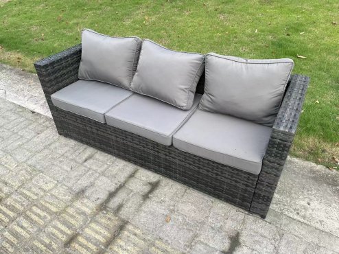 Fimous Wicker PE Rattan Garden Furniture Sofa Set Outdoor Adjustable Rising Lifting Dining Table Set with 2 Side Tables 2 Footstools 11 Seater Dark Grey Mixed