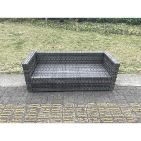 Fimous 3 Seater Rattan Lounge Sofa Patio Outdoor Garden Furniture With Seat And Back Cushion