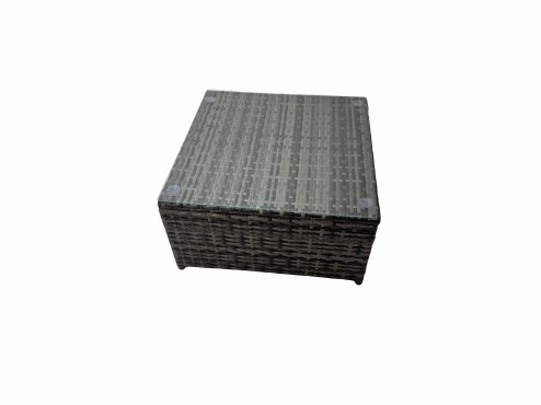 Fimous Outdoor PE Rattan Garden Furniture Sofa Set with Square Coffee Table Chair 2 Big Stools Side Table Dark Grey