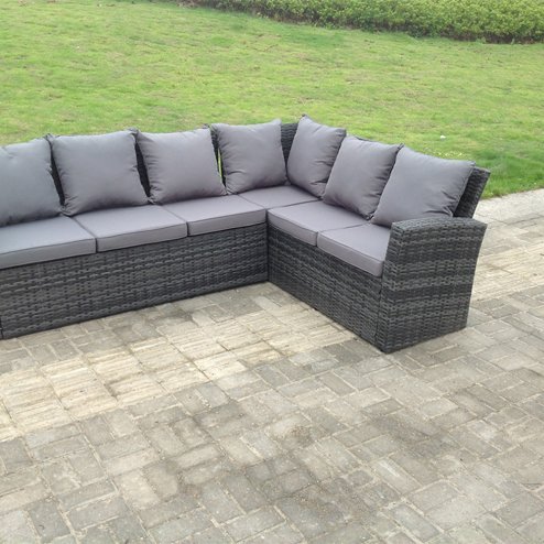 Fimous High back dark grey mixed outdoor garden furniture corner rattan sofa set square coffee table right option