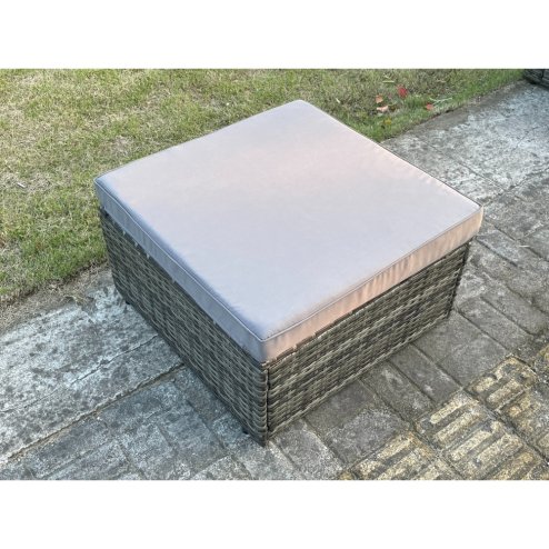Fimous Dark Grey Mixed Square Rattan Foostool Outdoor Garden Furniture Accessory