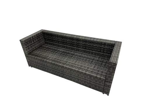 Fimous 10-seater Outdoor PE Rattan Sofa Set with Dining Table Patio Garden Furniture Sets with 2 Chair 2 Big Stools Dark Grey Mixed