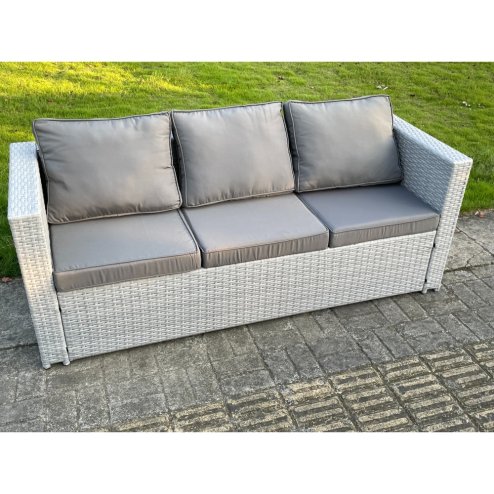 Fimous Light Grey Mixed 3 Seater Lounge Rattan Sofa Patio Conservatory Outdoor Garden Furniture Accessory With Seat And Back Cushion