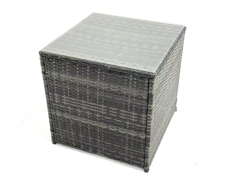 Fimous Outdoor Garden Furniture Set 10 Seater Rattan Sofa Set with Coffee Table Big Footstool 2 Side Tables Dark Grey Mixed