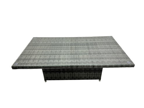 Fimous Outdoor Love Sofa Set 10 Seat Rattan Garden Furniture Set with Adjustable Lifting Dining or Coffee Table 2 Side Tables Dark Grey Mixed