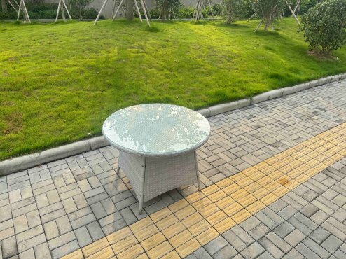 Fimous Rattan Garden Furniture Set with 1 Medium Round Coffee Table & 4 Seater Chairs Light Grey Mixed