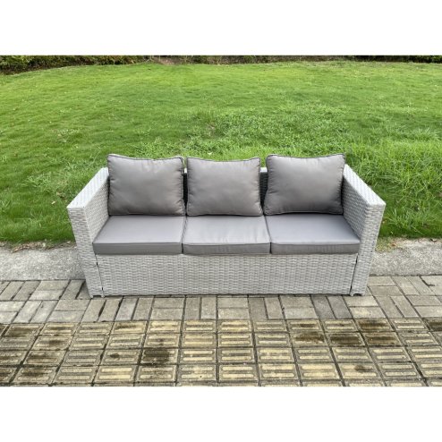 Fimous Outdoor Rattan Garden Funiture Set Height Adjustable Rising Lifting Table Sofa Dining Set with 2 Small Footstools