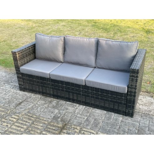 Fimous 3 Seater Rattan Lounge Sofa Chair Patio Outdoor Garden Furniture With Thick Cushion