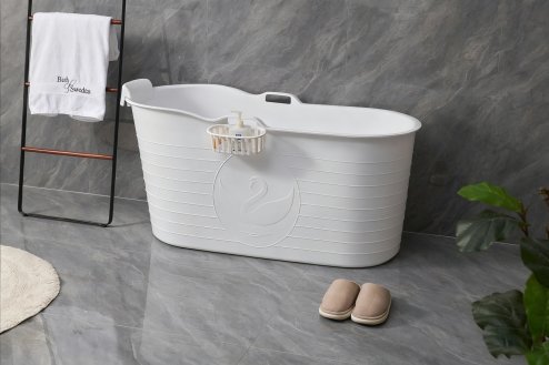 Fimous Bathtub Adults Freestanding Bath for Hot Bath and Ice Bath for Small Bathroom White