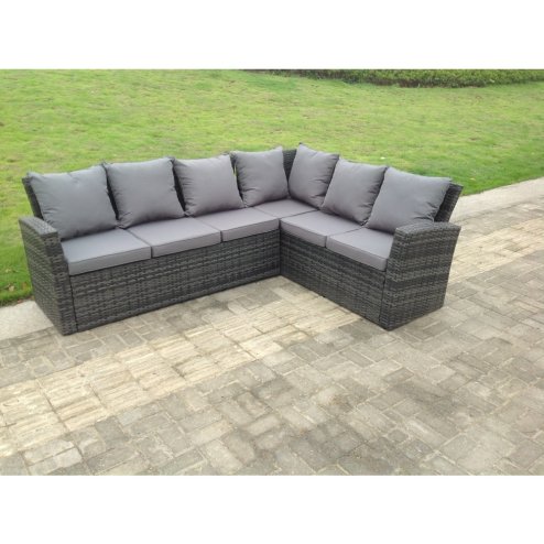 Fimous 9 Seater High Back Rattan Garden Furniture Set Corner Sofa With Black Tempered Glass Dining Table 3 Stool