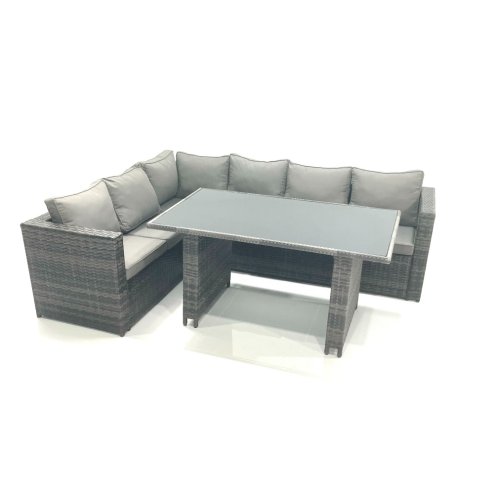 Fimous Lounge Rattan Corner Sofa Set Outdoor Garden Furniture Rectangular Dining Table Chair Set
