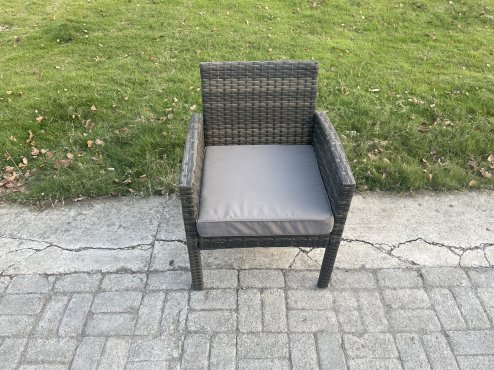 Fimous High Back Rattan Outdoor Garden Furniture Arm Chair Patio With Thick Seat Cushion