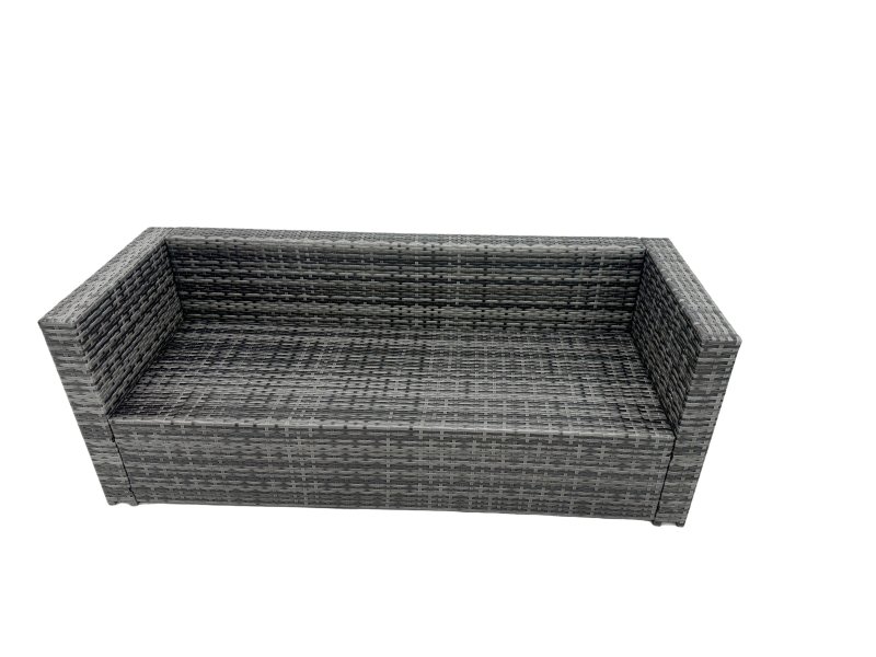 Fimous Rattan Dining Table Sofa Set with 2 Side Tables Small Footstool Outdoor Garden Furniture Set Dark Grey Mixed